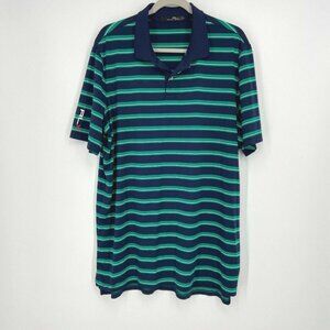 RLX Ralph Lauren Polo Shirt Mens XL Blue/Green Striped Performance Stretch Golf